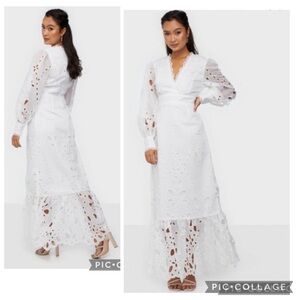 TRUE DECADENCE WHITE LACE COTTON MAXI DRESS
